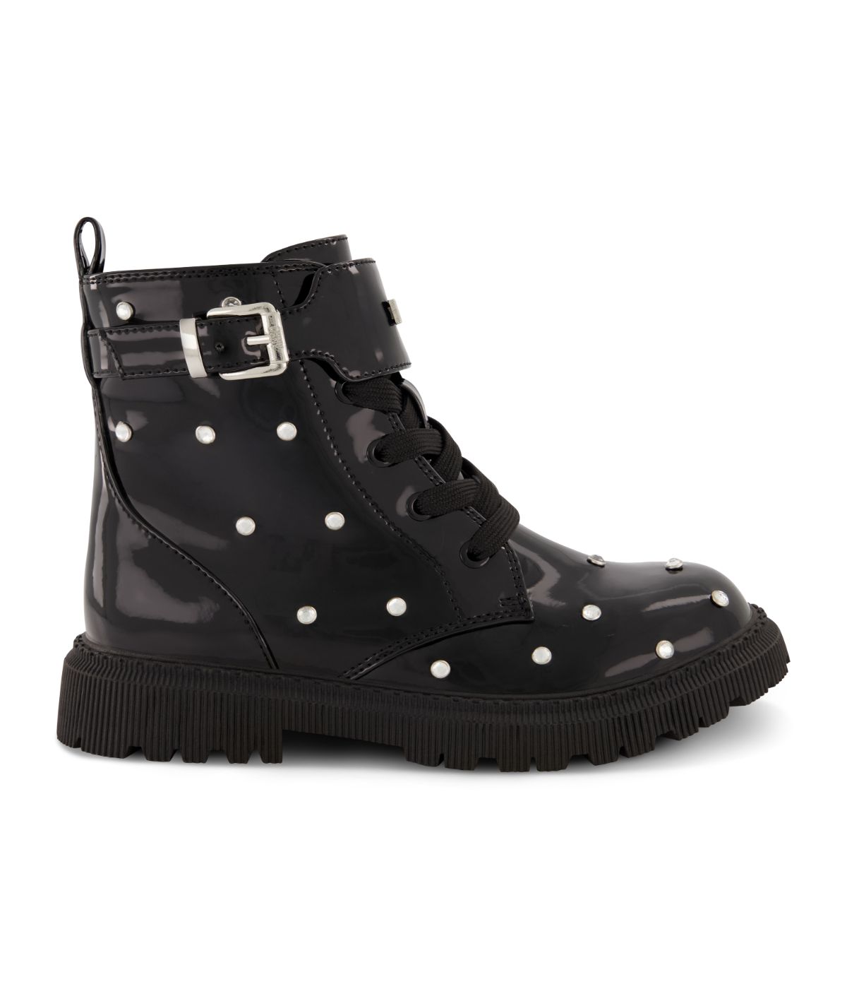  DKNY Ankle Moto Pat Pu Upper Boot With Crystals All Around Black - Black - Bonton