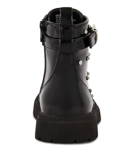Ankle Moto Pat Pu Upper Boot With Crystals All Around Black