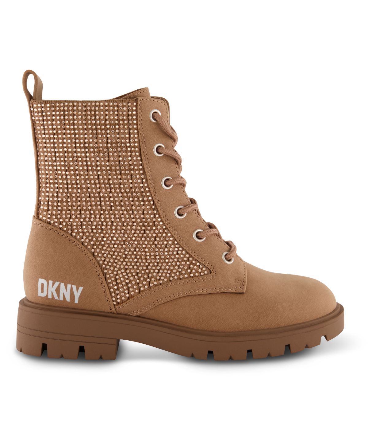  DKNY Ankle Boot With Crystal Stretch Material On The Side Brown - Brown - Bonton