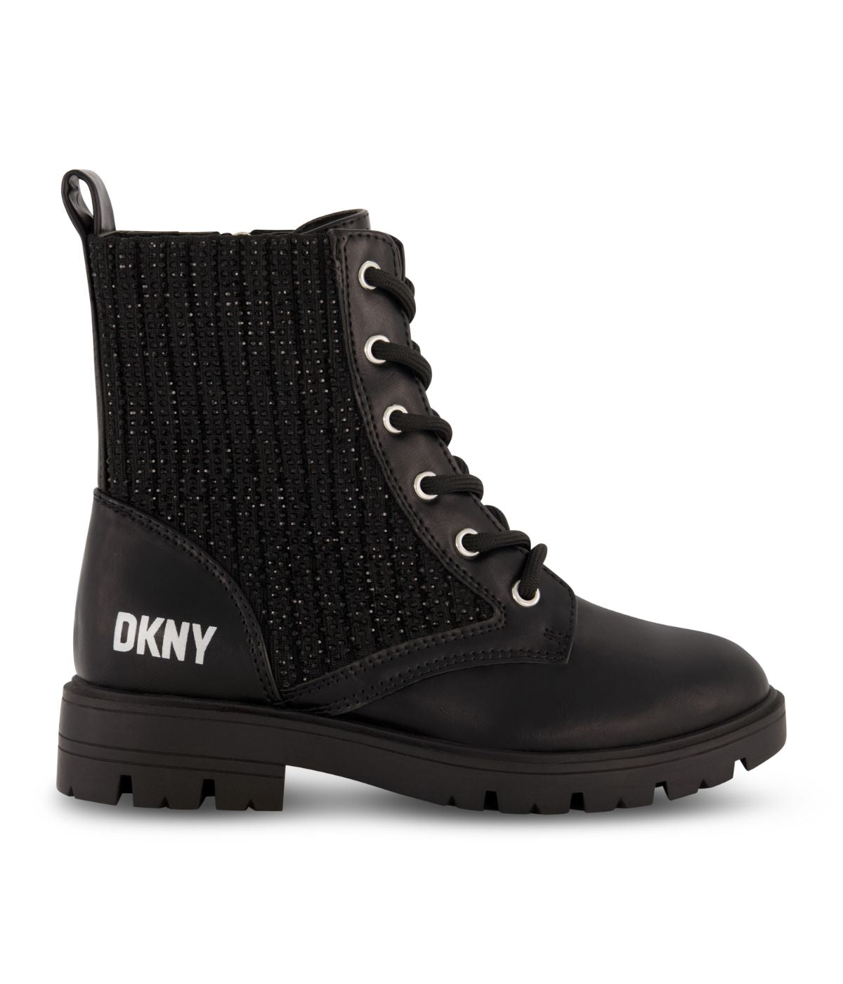  DKNY Ankle Boot With Crystal Stretch Material On The Side Black - Black - Bonton