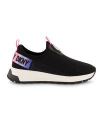 Slip On Sneaker With Pop Multi Color Back Strap Black