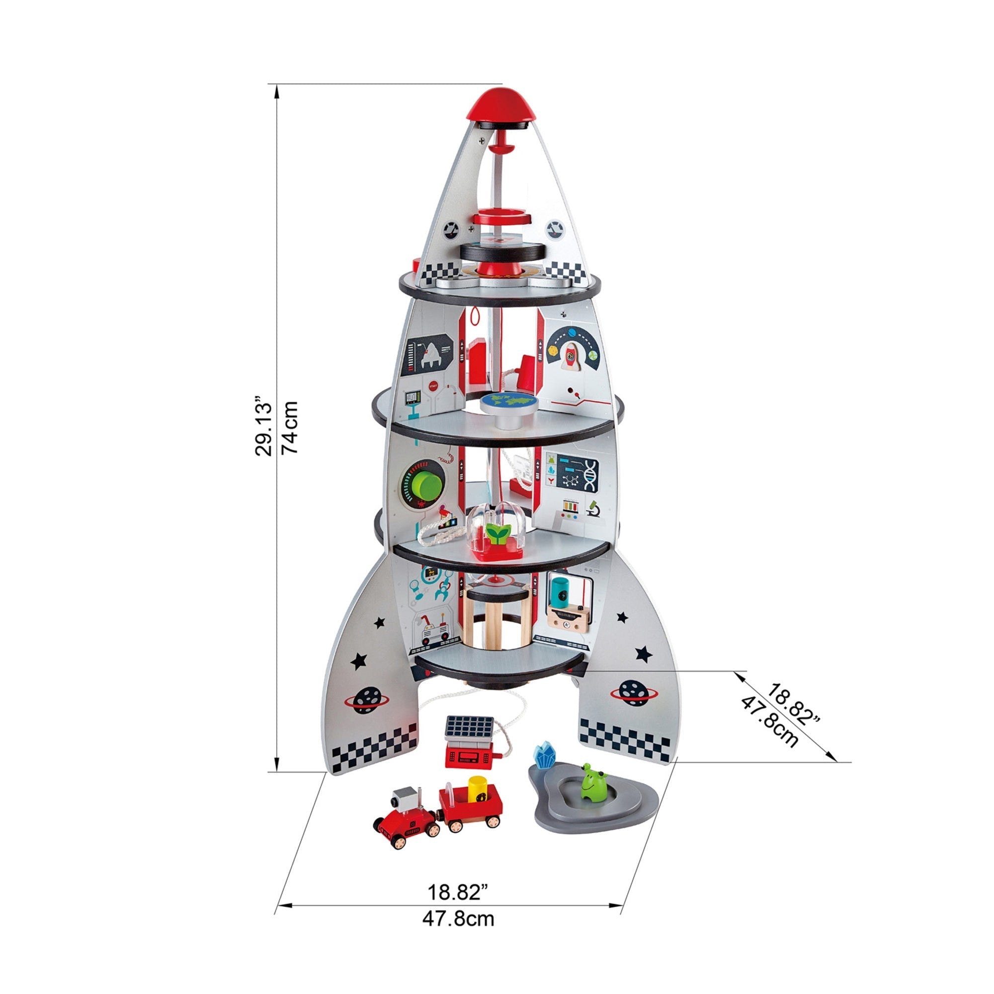  Hape Hape Four-Stage Rocket Ship Playset W/ Accessories - Multi - Bonton