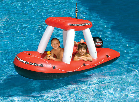  Swim Central Inflatable Red and White Fire Boat Ride-on Water Squirter Swimming Pool Toy  60-Inch - Default Title - Bonton