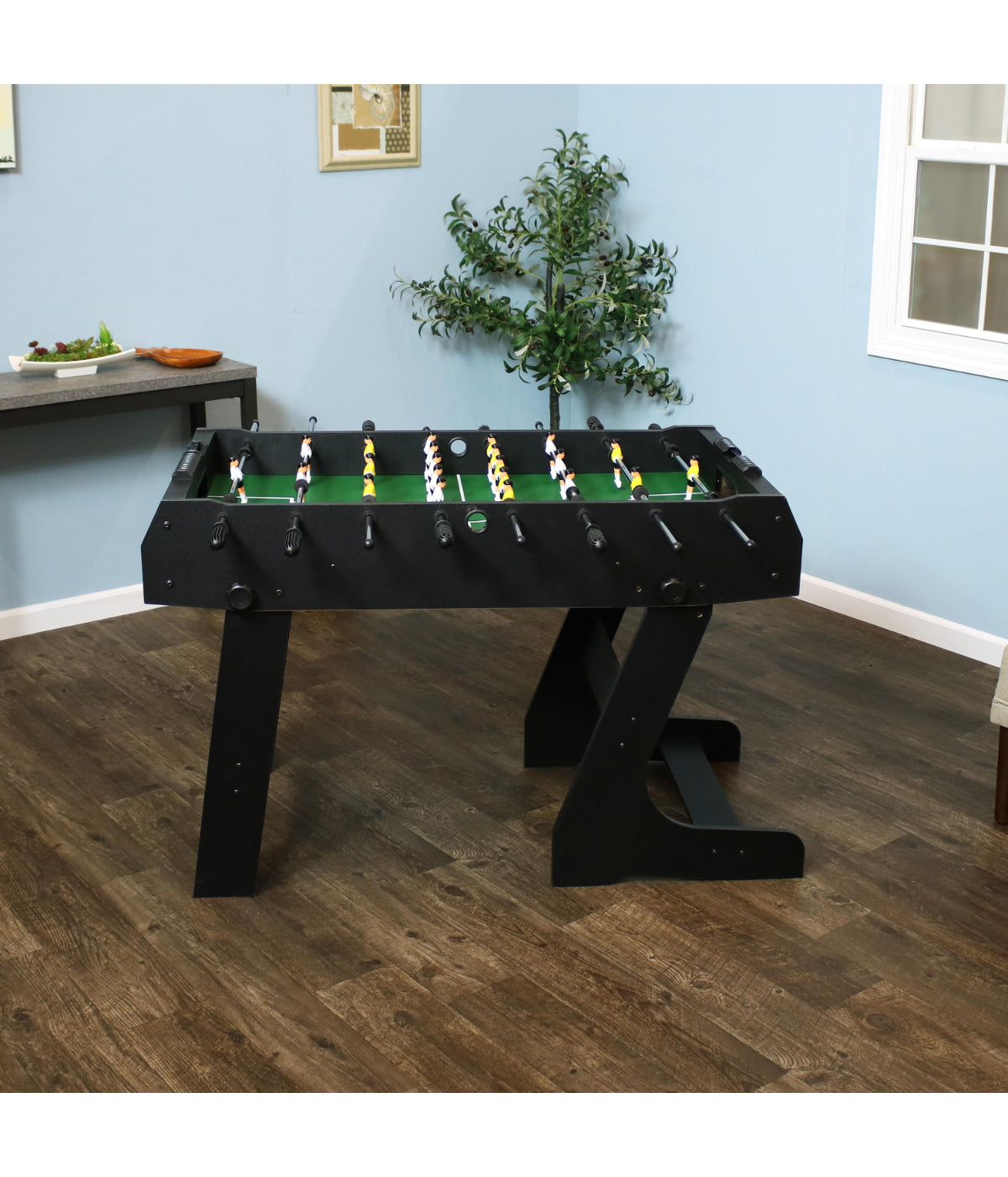  Sunnydaze Decor Foosball Soccer Game Folding Table with Manual Scorers - Black - Bonton