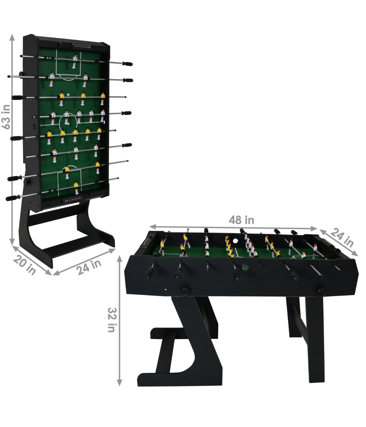  Sunnydaze Decor Foosball Soccer Game Folding Table with Manual Scorers - Black - Bonton