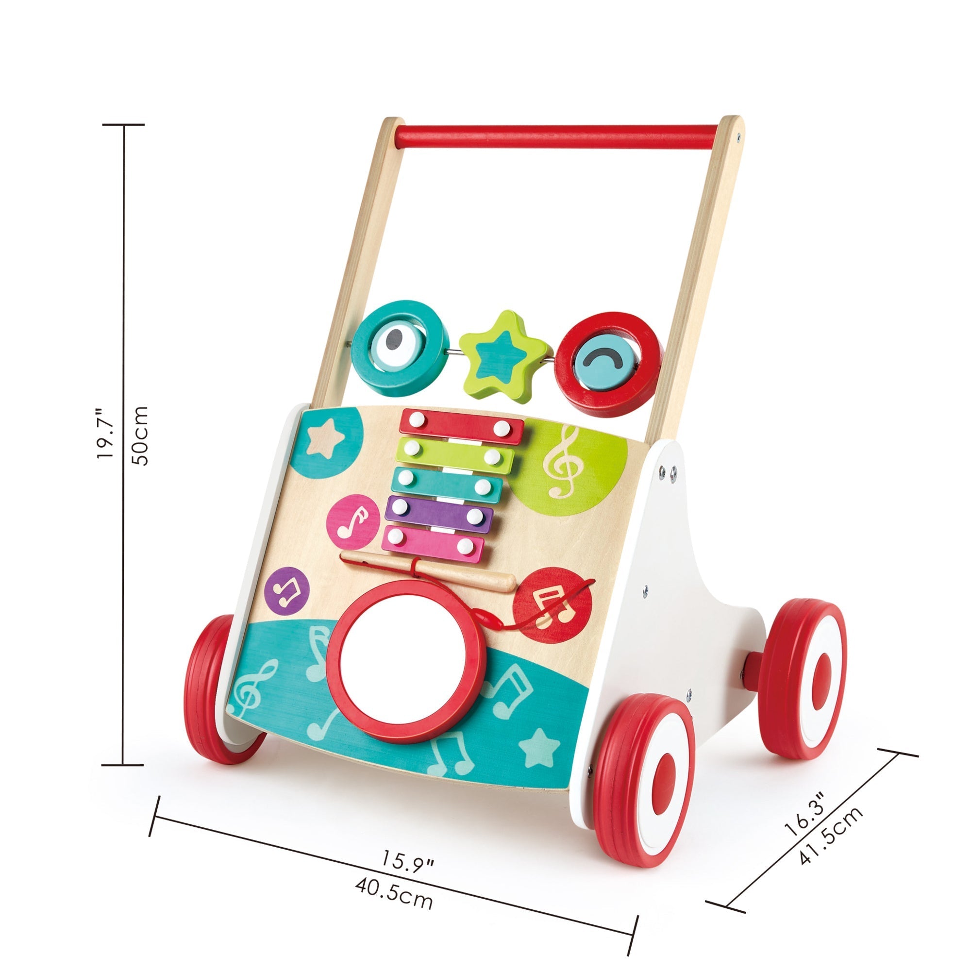  Hape Hape My First Musical Walker Wooden Push & Pull Learning Toy - Multi - Bonton