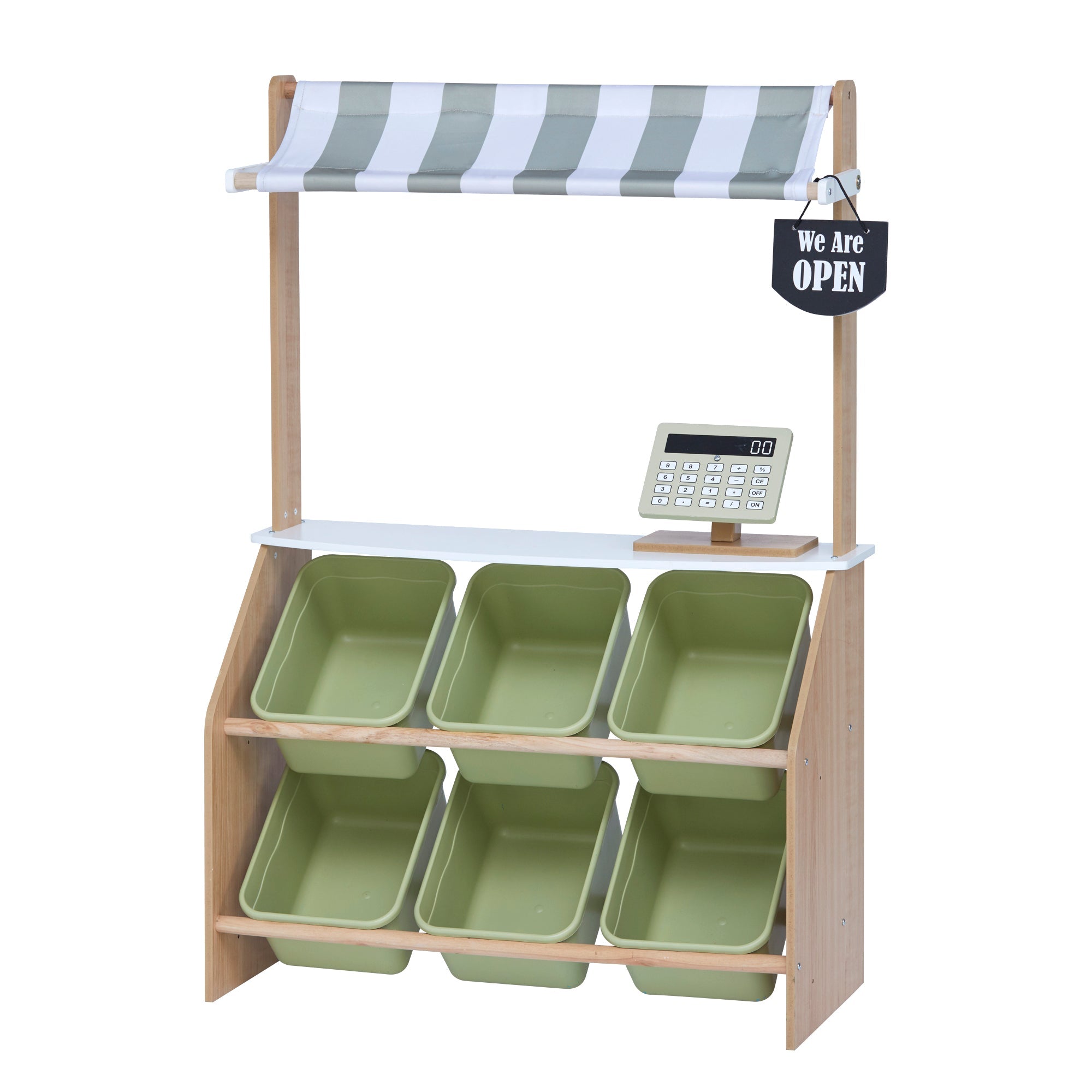  Teamson Kids Teamson Kids - Little Helper Market Play Stand Play Kitchen - Olive Green - Bonton