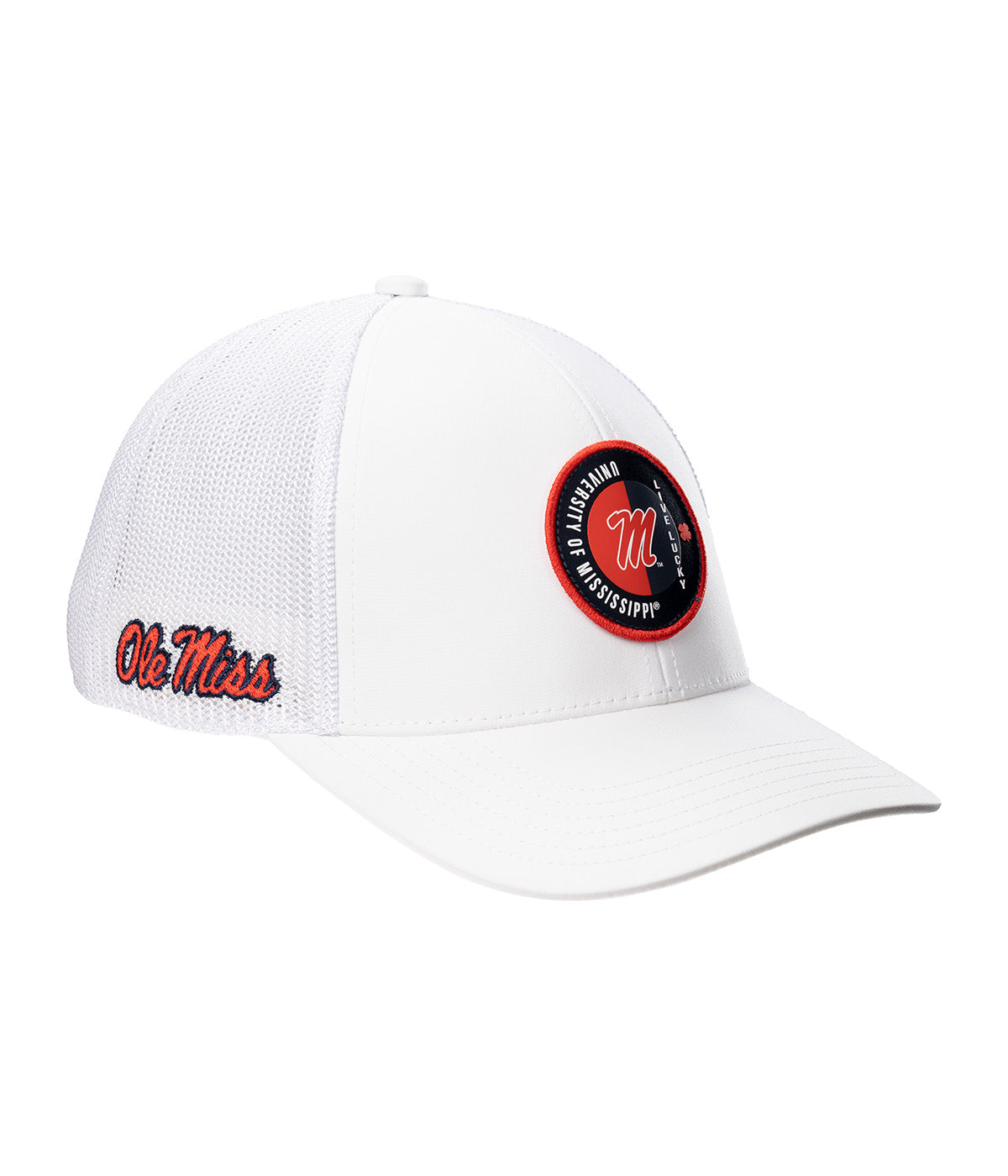  Black Clover Enterprises LLC Ole Miss Echo Adjustable Hat - White / Ole Miss / University Of Mississippi Logo - Bonton