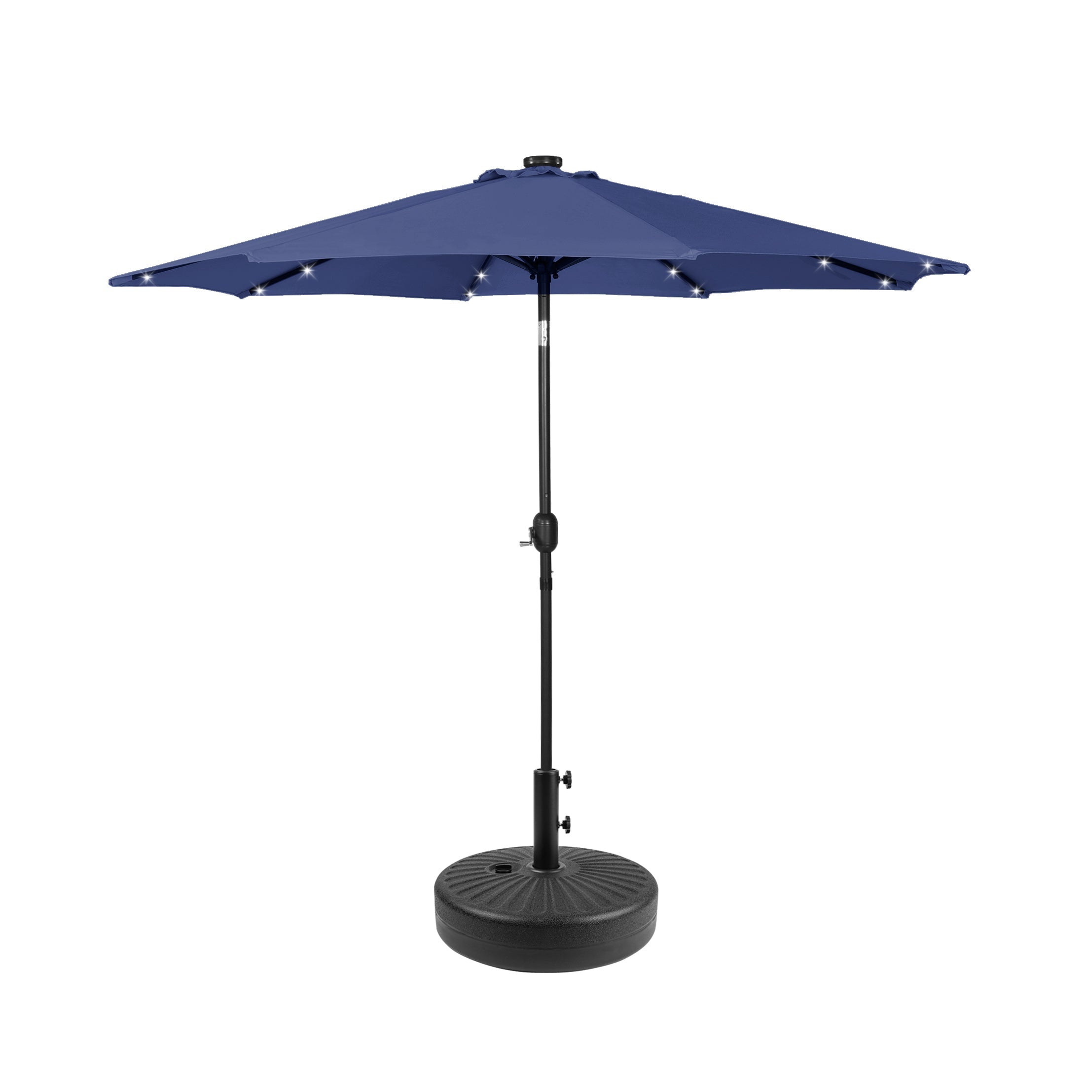  Westin Furniture 9 ft Outdoor Patio Solar LED Market Umbrella with Black Round Base - Royal Blue - Bonton