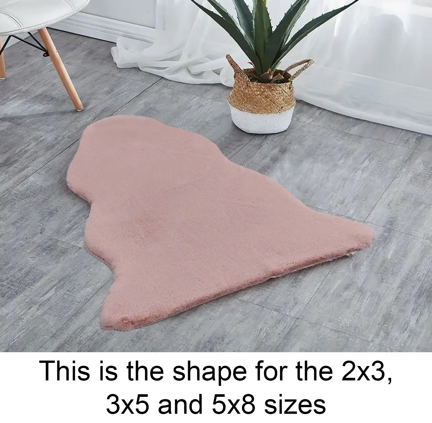  Home Mart Goods Dusty Rose Faux Rabbit Fur Fuzzy Soft Fluffy Plush Cozy Shaggy Area Rug by Homemartgoods - 2' x 3' Feet - Bonton