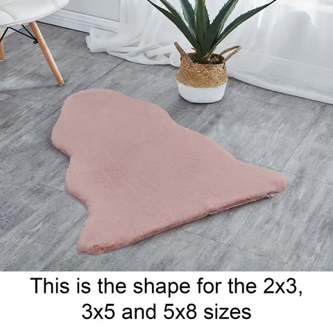 Dusty Rose Faux Rabbit Fur Fuzzy Soft Fluffy Plush Cozy Shaggy Area Rug by Homemartgoods