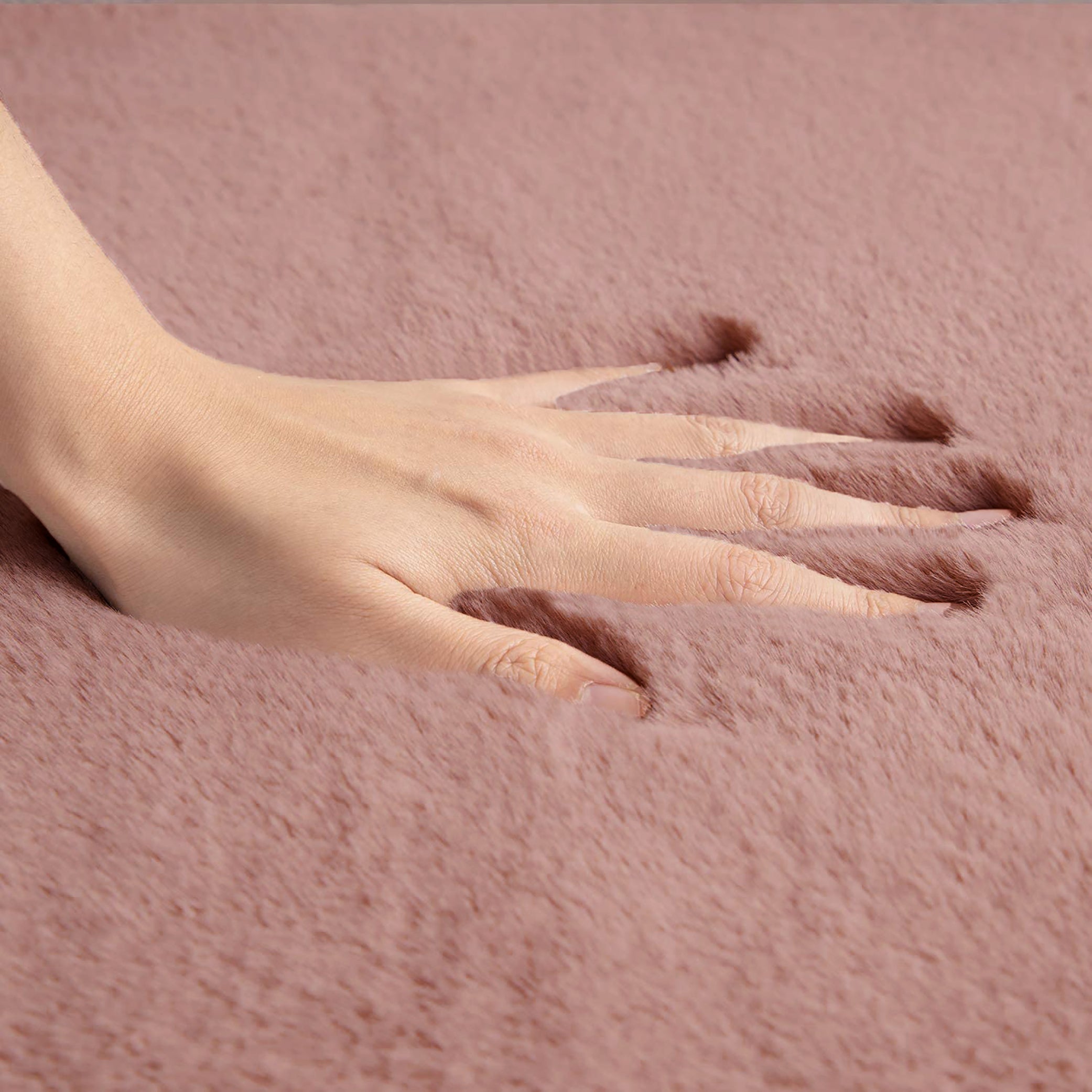  Home Mart Goods Dusty Rose Faux Rabbit Fur Fuzzy Soft Fluffy Plush Cozy Shaggy Area Rug by Homemartgoods - 2' x 3' Feet - Bonton