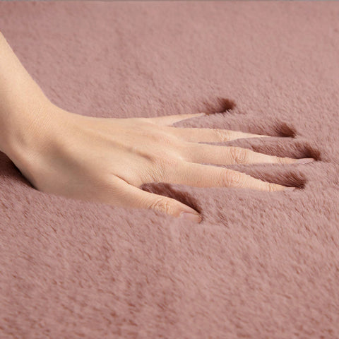 Dusty Rose Faux Rabbit Fur Fuzzy Soft Fluffy Plush Cozy Shaggy Area Rug by Homemartgoods