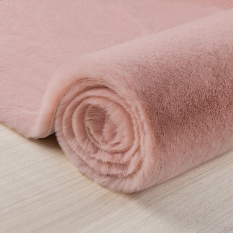Dusty Rose Faux Rabbit Fur Fuzzy Soft Fluffy Plush Cozy Shaggy Area Rug by Homemartgoods