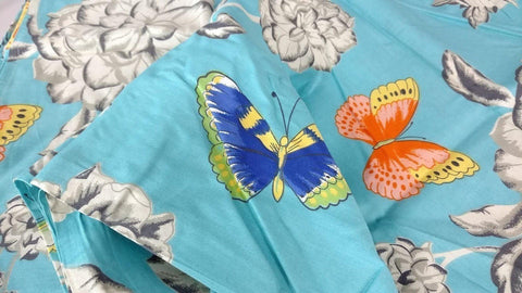 Tache Cotton Butterfly Wonderland  Foral Colorful Cotton Blue Girly Duvet Set by DaDa Bedding Collection
