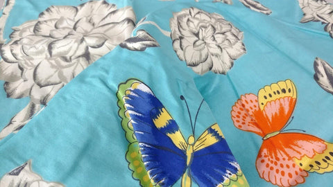 Tache Cotton Butterfly Wonderland  Foral Colorful Cotton Blue Girly Duvet Set by DaDa Bedding Collection