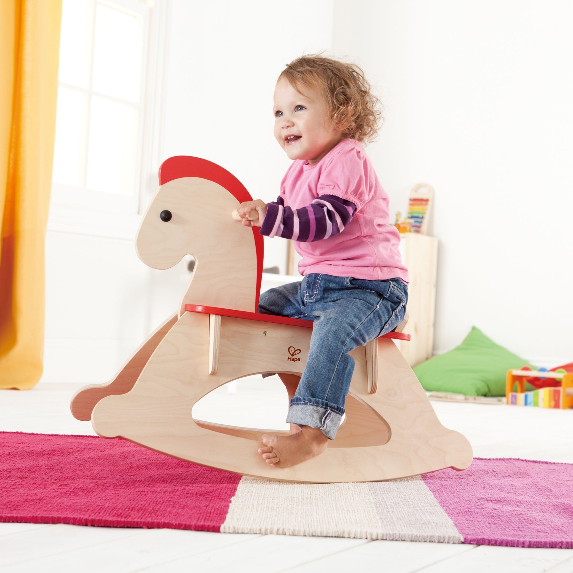  Hape Hape Rock & Ride Wooden Rocking Horse in Beige - Multi - Bonton