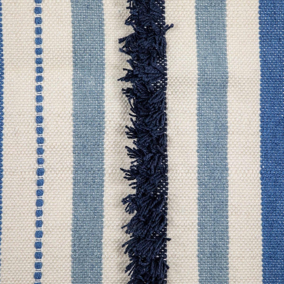  Northlight 3.5' X 2.25' Blue  Cream and Black Striped Handloom Woven Outdoor Accent Throw Rug - Default Title - Bonton