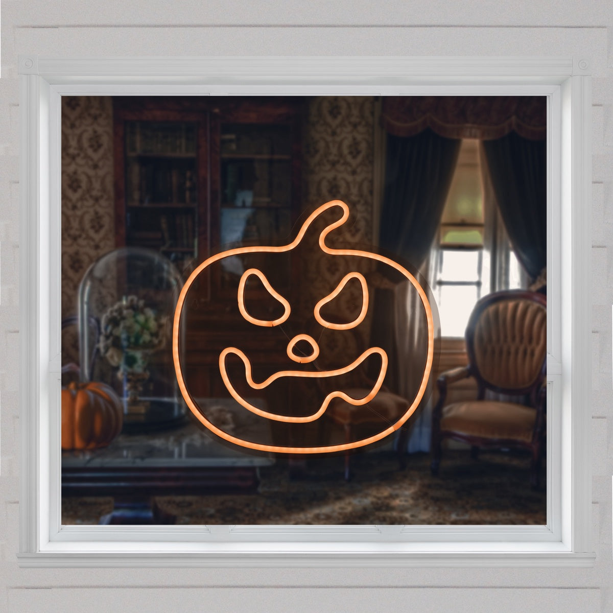  Northlight LED Lighted Neon Style Jack-O-Lantern Halloween Window Silhouette - 15