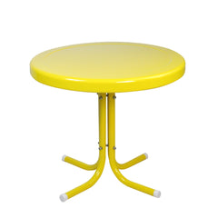 22" Outdoor Retro Metal Tulip Side Table  Yellow