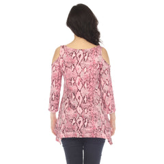 Women's Snake Print Cold Shoulder Tunic