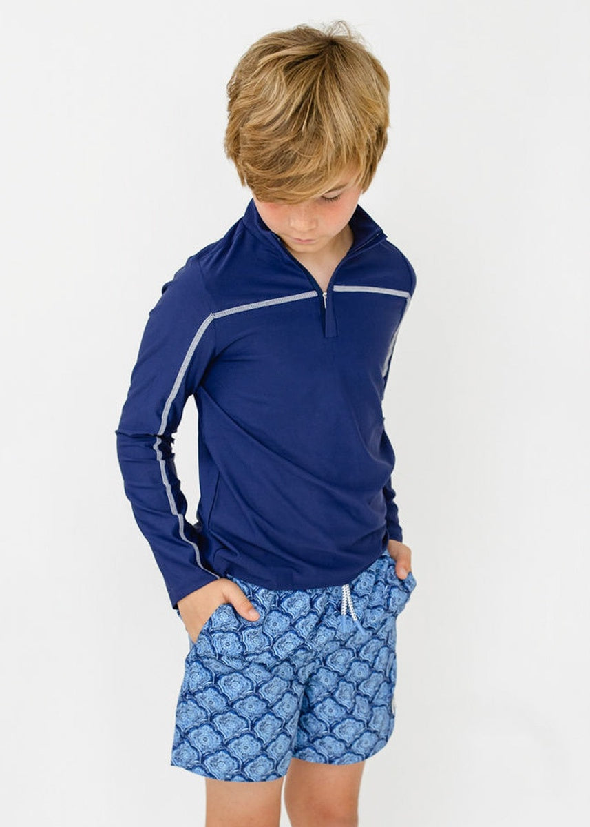  Cabana Life Boys Navy Sport Zip Top - 5 - Bonton