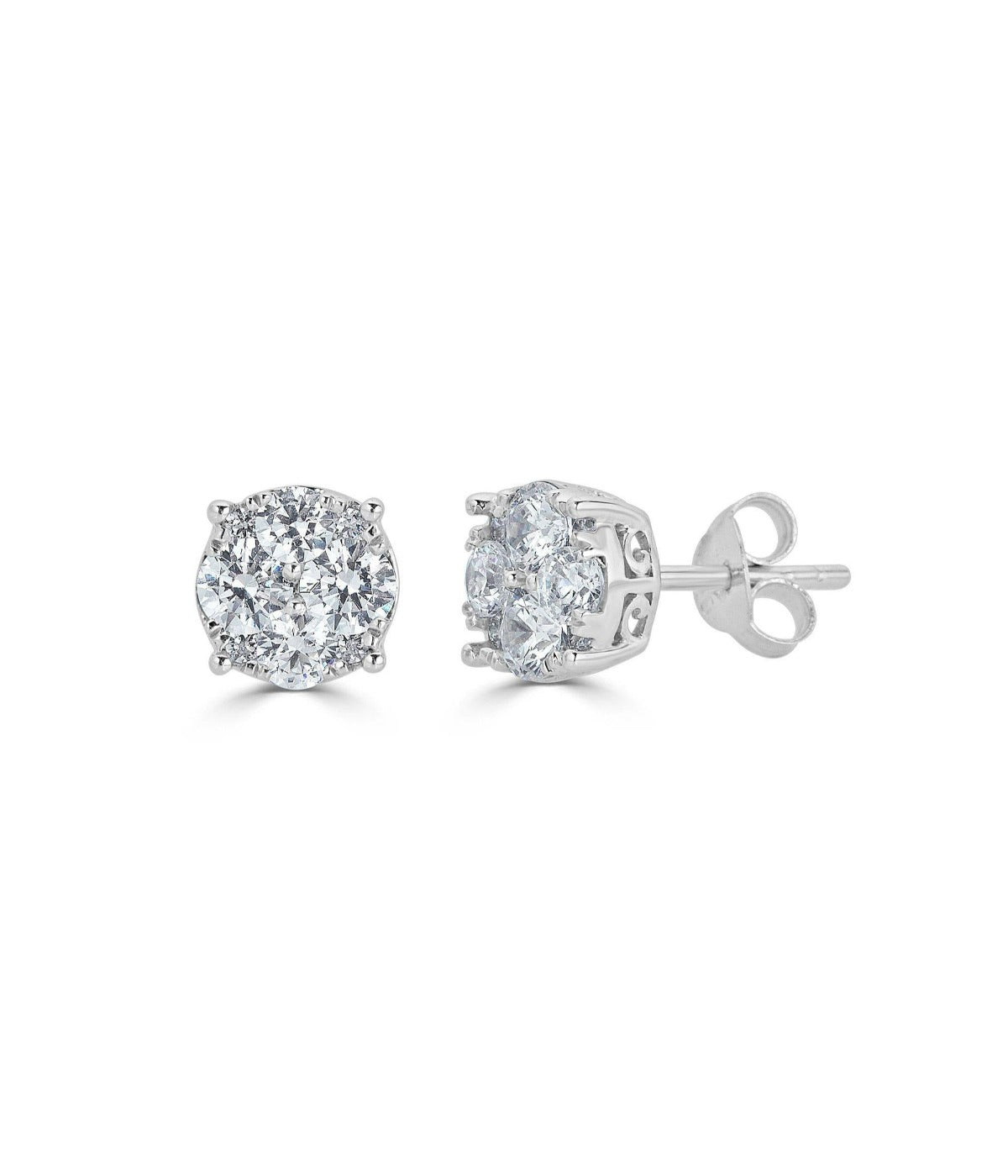  Kgs Jewels Inc 1/2 CTW Composite Natural Diamond Stud Earrings in 14K Gold - White - Bonton