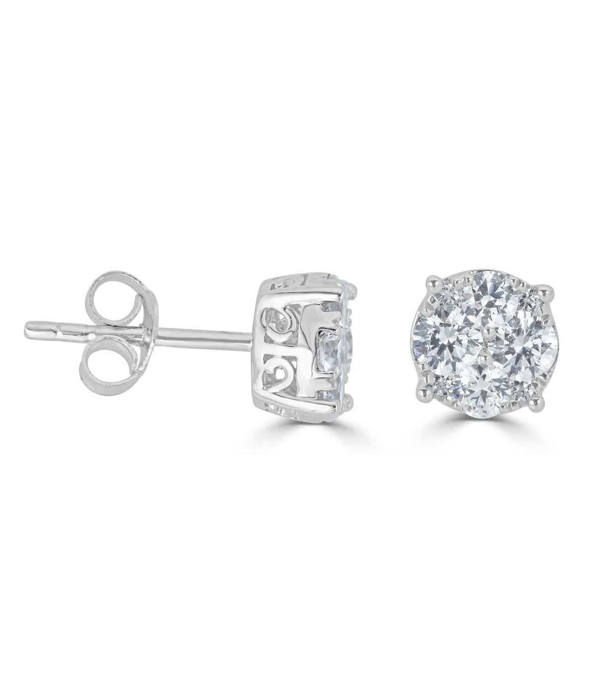  Kgs Jewels Inc 1/2 CTW Composite Natural Diamond Stud Earrings in 14K Gold - White - Bonton