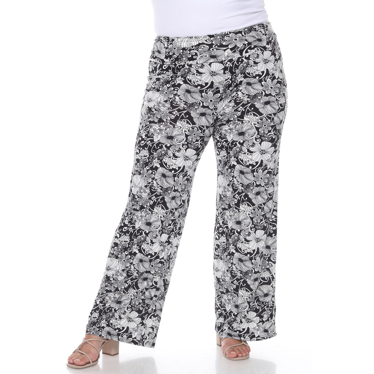  White Mark Plus Size Floral Paisley Palazzo Pants - 1x - Bonton