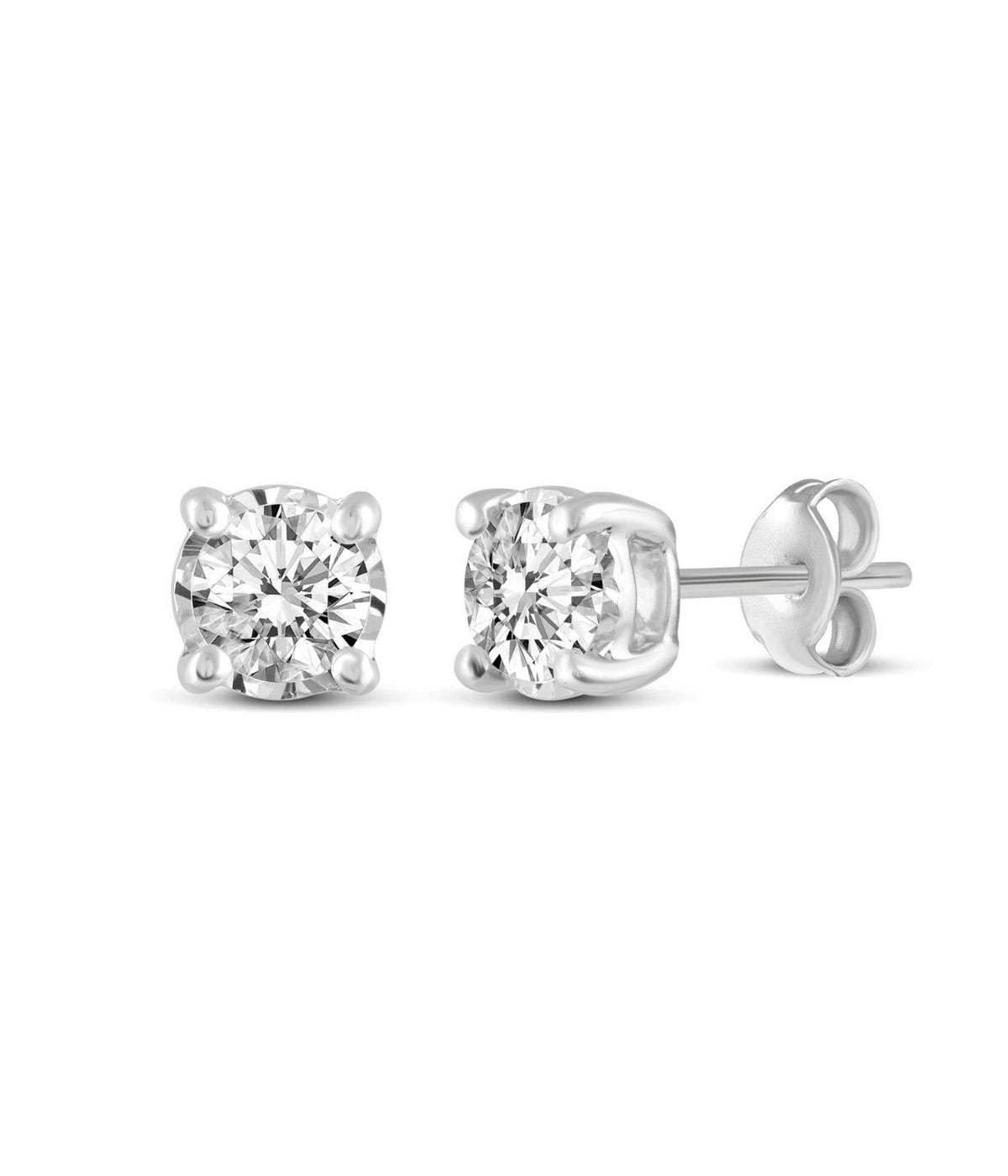  Kgs Jewels Inc 3/8 CTW Natural Diamond Solitaire Stud Earrings Set In 14K Gold - White - Bonton