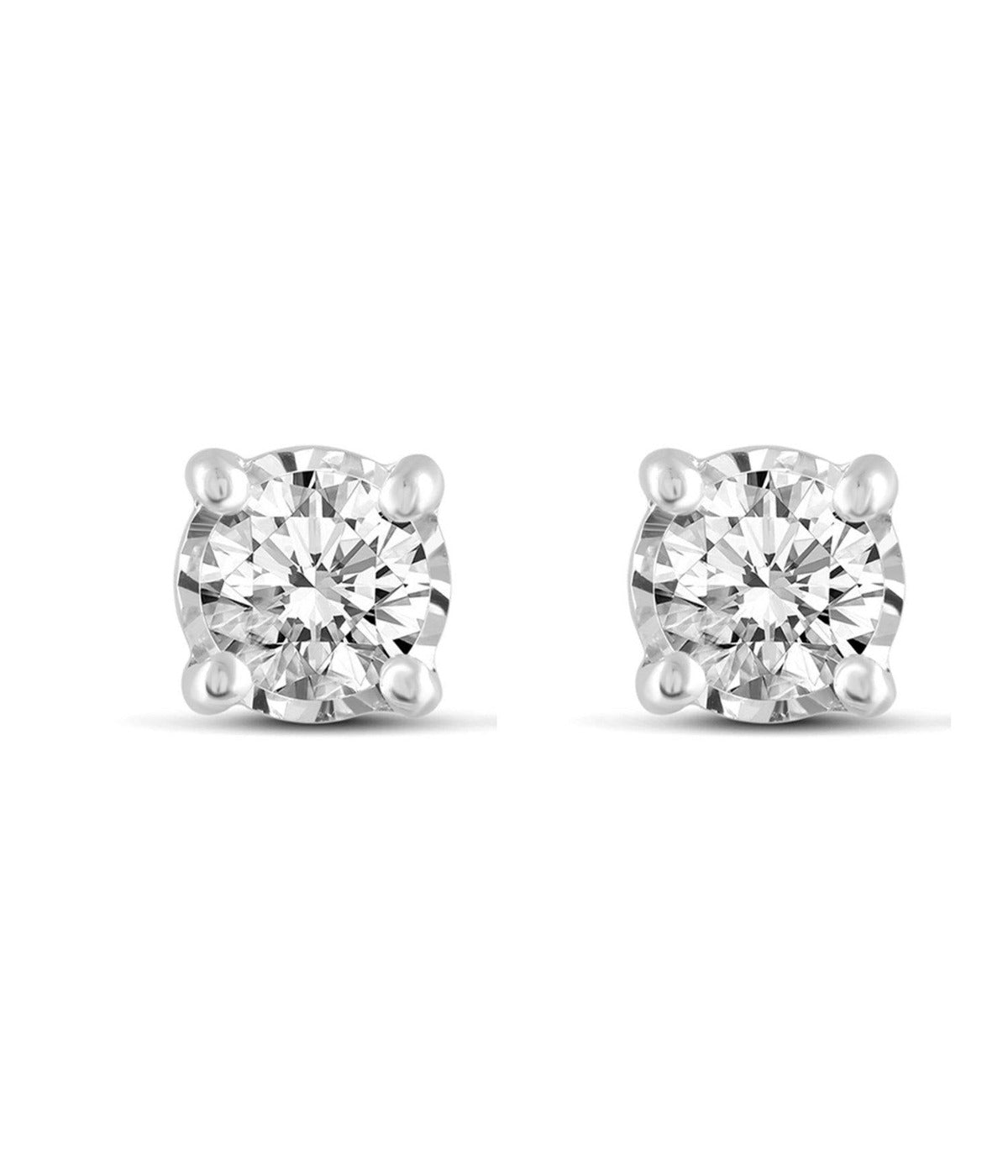  Kgs Jewels Inc 3/8 CTW Natural Diamond Solitaire Stud Earrings Set In 14K Gold - White - Bonton