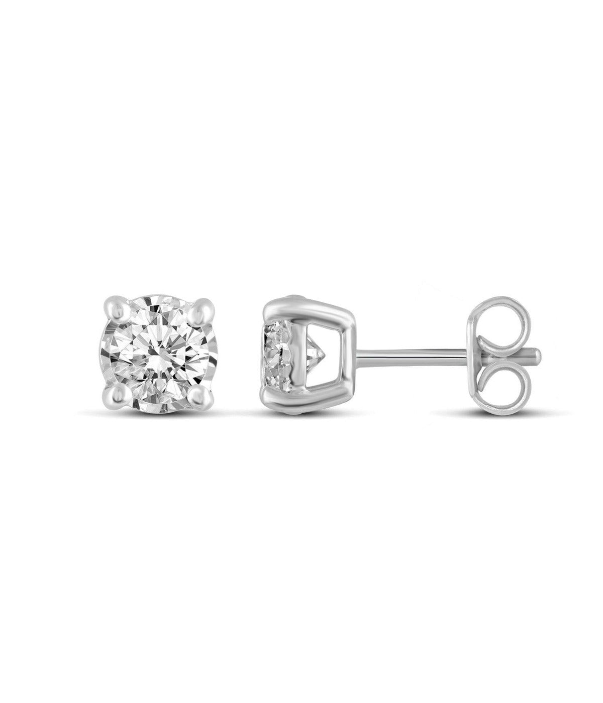  Kgs Jewels Inc 3/8 CTW Natural Diamond Solitaire Stud Earrings Set In 14K Gold - White - Bonton