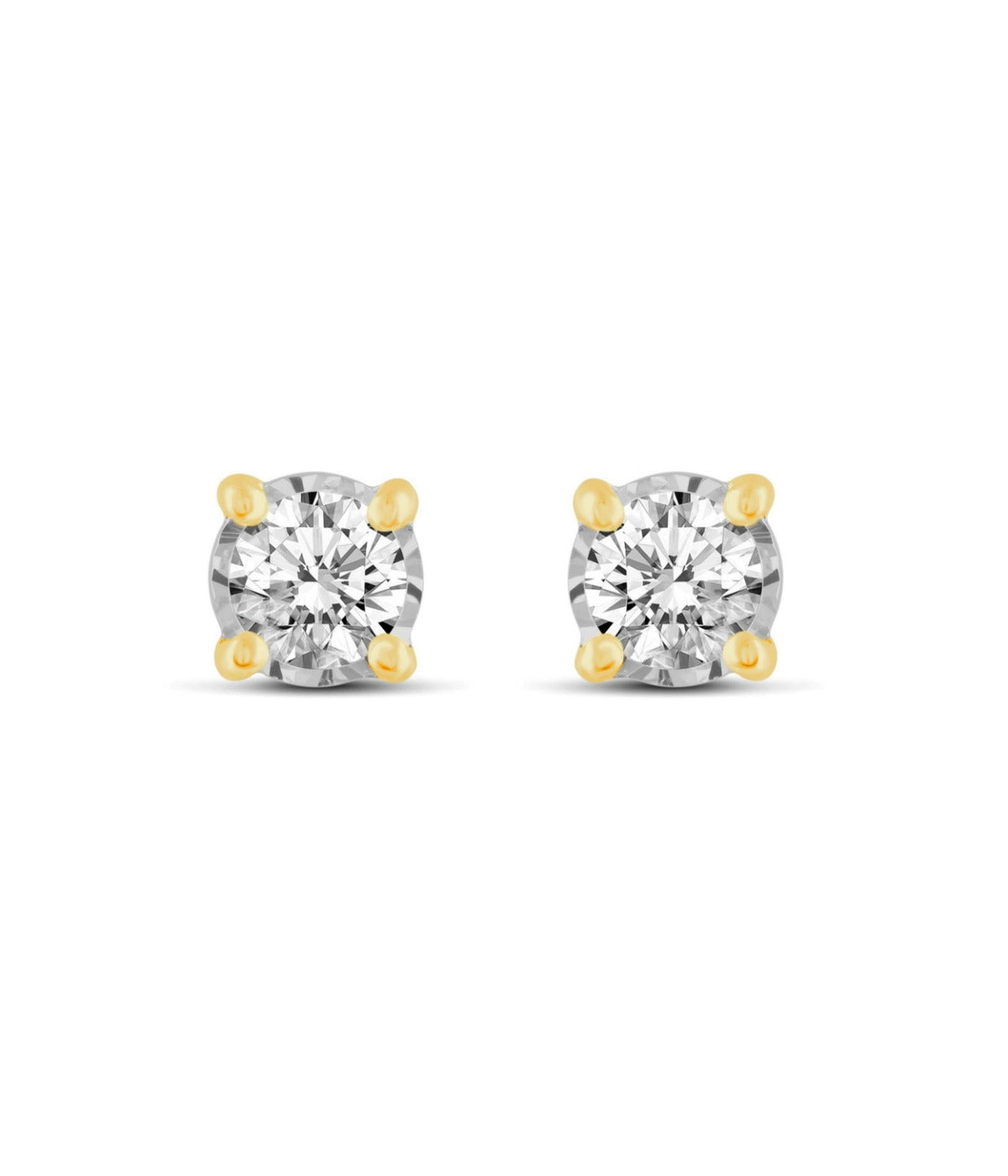  Kgs Jewels Inc 3/8 CTW Natural Diamond Solitaire Stud Earrings Set In 14K Gold - Yellow - Bonton