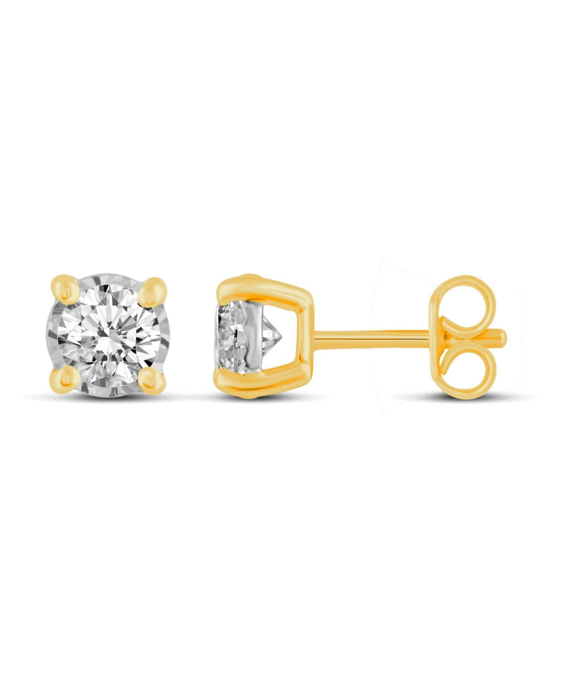  Kgs Jewels Inc 3/8 CTW Natural Diamond Solitaire Stud Earrings Set In 14K Gold - Yellow - Bonton