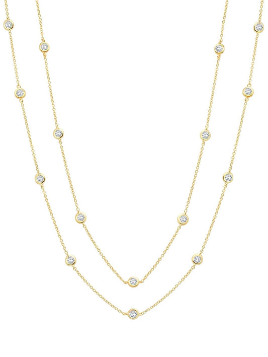 Bezel 20" or 24" Necklace Finished in 18kt Yellow Gold -4mm