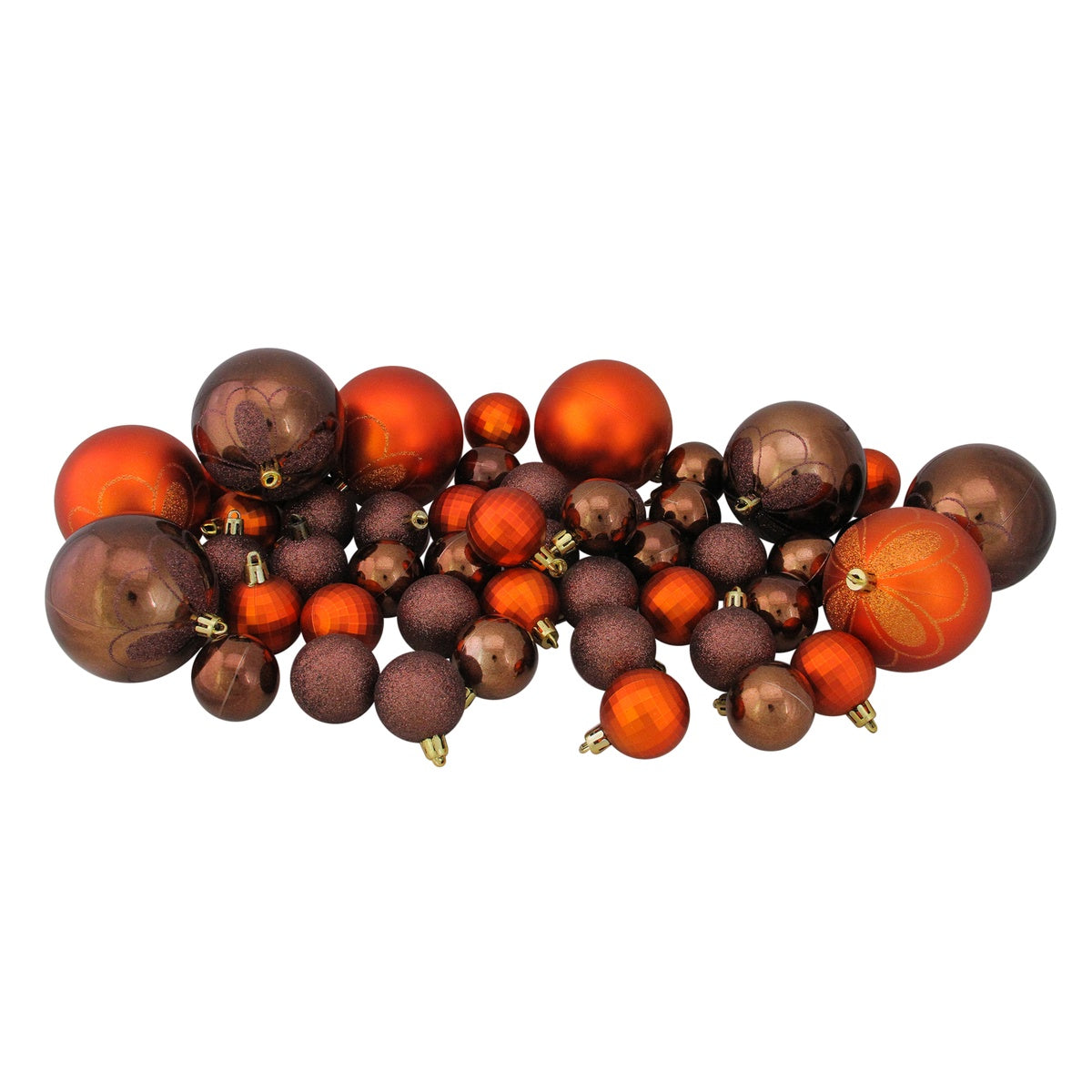  Northlight 125ct Chocolate Brown and Burnt Orange Shatterproof 4-Finish Christmas Ornaments 5.5