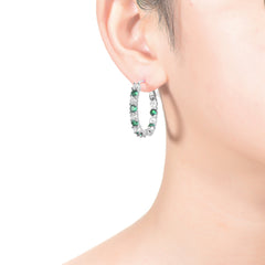 Colored Cubic Zirconia Inside Out Hoop Earrings