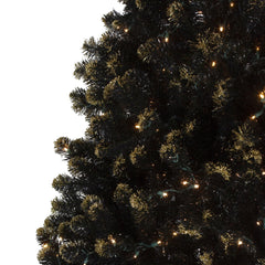 Pre-Lit LED Black Crystal Pine With Gold Glitter Artificial Christmas Tree - 7.5 Ft Clear Lights