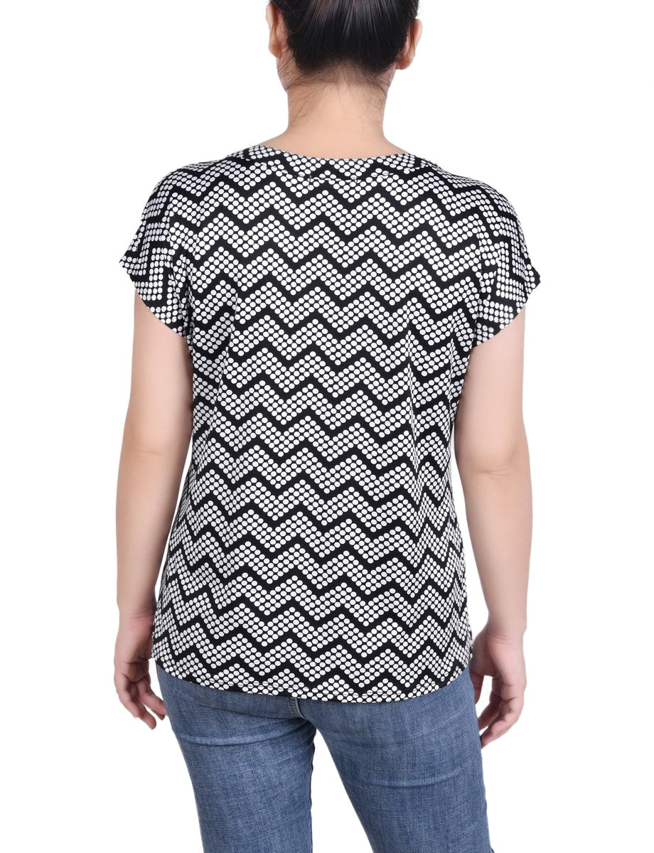 NY Collection Extended Sleeve Top With Grommets - Nice Icemoon - Bonton