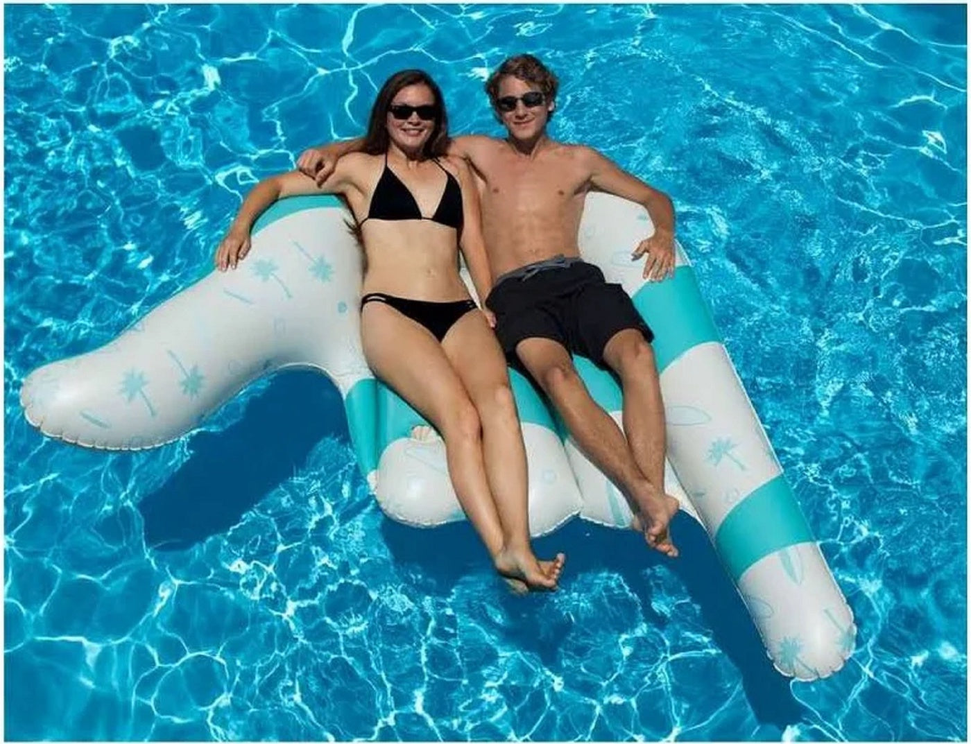  Swim Central Inflatable Swimming Pool White and Blue Hang Loose 2 Lounger Ages 7 and Up 8