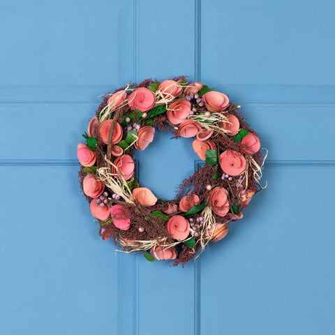 12" Pink Floral  Berry and Twig Artificial Spring Wreath
