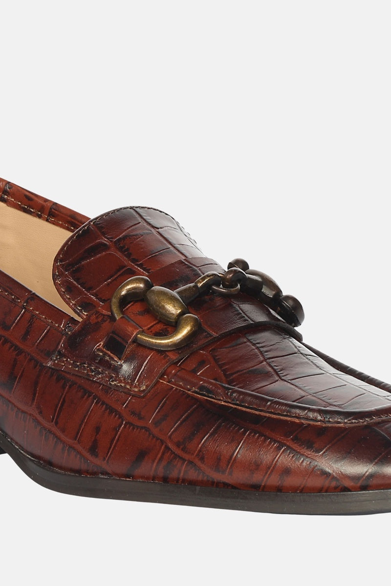  Saint G Jacqueline Croco - Heeled Loafers - Chocolate - Bonton