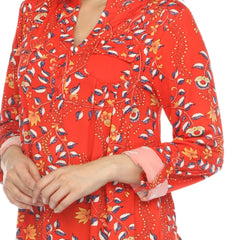 Women's Paisley Button Front Tunic Top