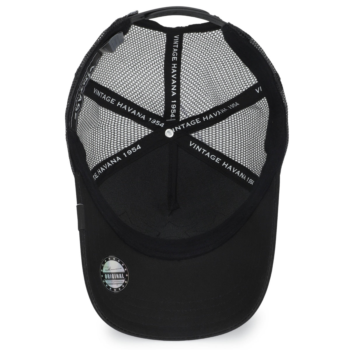  Vintage Havana Vintage Havana Black Trucker Hat for Women – Canvas & Mesh Adjustable Snapback Baseball Cap With 3 Black Glitter Stars - Default Title - Bonton