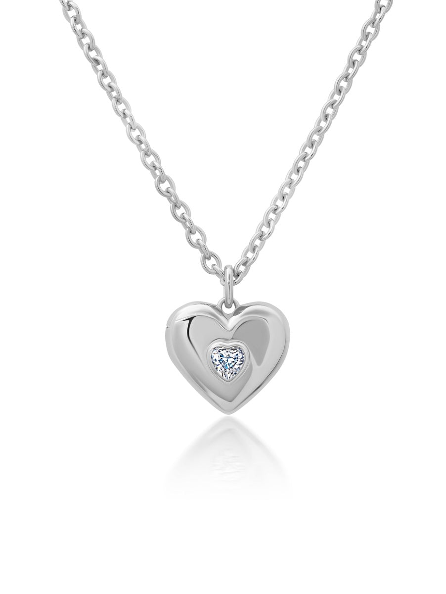  CRISLU Adore Heart Locket in Platinum - Pure Platinum - Bonton