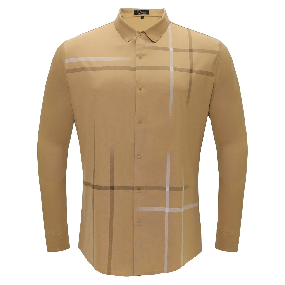  Barocco Checkmate Plaid Button-Up Shirt KHAKI - KHAKI - Bonton