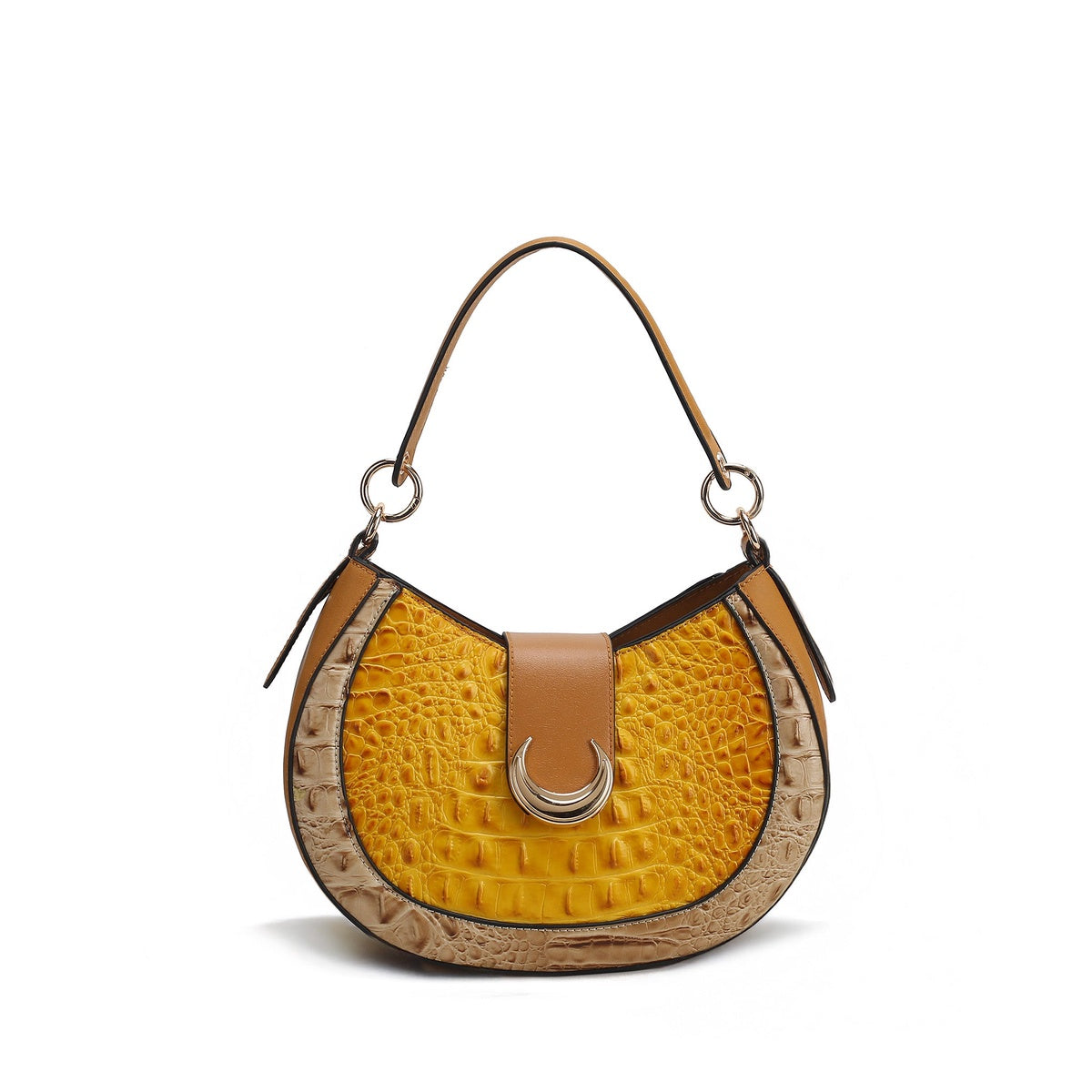  MKF Collection Jain Croc-Embossed Shoulder Bag - Croco Yellow - Bonton