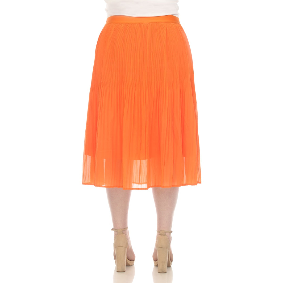  White Mark Plus Size Pleated Chiffon Midi Skirt - 1X - Bonton