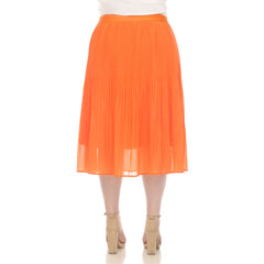 Plus Size Pleated Chiffon Midi Skirt