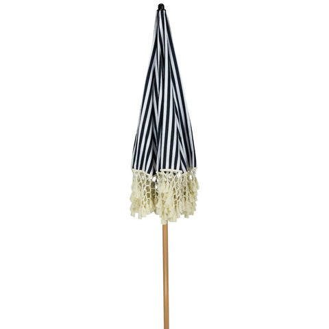 Striped Outdoor Beach Market Umbrella With Tilt- 6.5' - Black and White